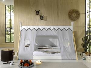 Tipi lit avec toit en toile Blanc - Bois manufacturé - 107 x 134 x 206 cm