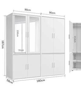 Kleiderschrank Der Grenzenlose II Weiß - Breite: 180 cm