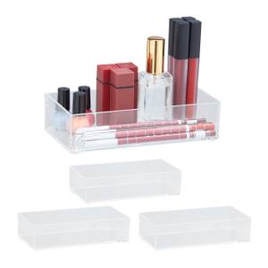 4 x Schubladen Organizer transparent Kunststoff - 19 x 5 x 10 cm