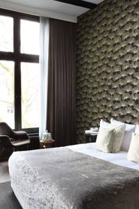 papier peint feuilles de ginkgo 7285 Noir - Fibres naturelles - Textile - 53 x 1005 x 1005 cm