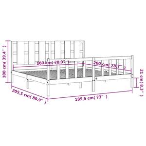 Bettgestell-K-9343 Schwarz - Holzwerkstoff - 186 x 100 x 206 cm