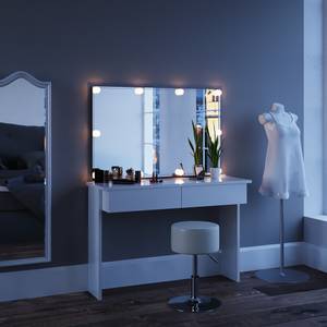 Coiffeuse Azur avec tabouret et miroir Blanc - Bois manufacturé - 120 x 153 x 40 cm