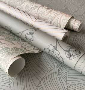 papier peint fleurs et oiseaux de style Blanc - Fibres naturelles - Textile - 53 x 1005 x 1005 cm