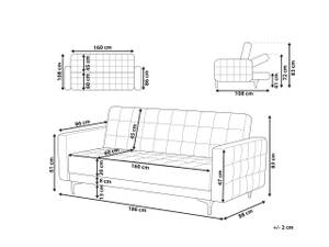 3-Sitzer Sofa ABERDEEN Graphit - Grau - Silber