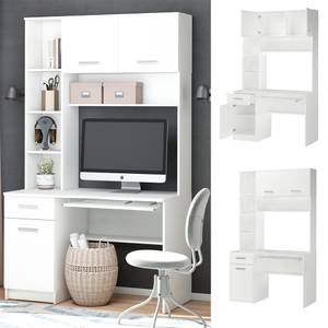 Bureau ordinateur Crossline blanc Blanc - Bois manufacturé - 120 x 201 x 59 cm