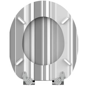 WC-Sitz mit Absenkautomatik Grey Stripes Grau - Holzwerkstoff - 38 x 6 x 47 cm