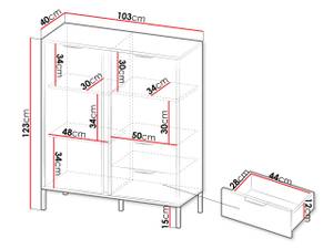 Kommode Lars 2D2S Grau - Holzwerkstoff - 40 x 123 x 103 cm