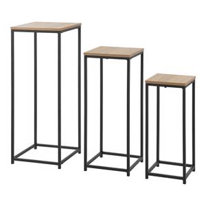 Set de 3 tables d'appoint Kontiolahti Beige - Métal - 35 x 90 x 35 cm