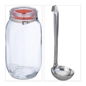 Vorratsglas 2 Liter Rot - Silber - Glas - Metall - Kunststoff - 20 x 24 x 13 cm