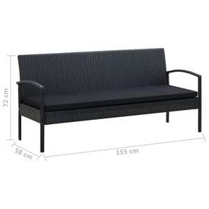 Garten-Sofa-Set Schwarz