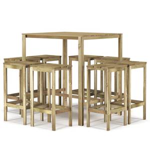 Ensemble de bar de jardin Marron - Bois massif - Bois/Imitation - 100 x 110 x 110 cm