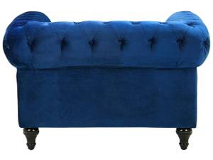 Fauteuil CHESTERFIELD Bleu - Bleu marine - Chêne foncé - 110 x 70 x 75 cm