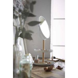 Miroir avec range bijoux intégré Tosca Acier / Frêne - Blanc