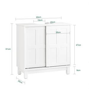 Meuble sous lavabo BZR142-W Blanc - Bois manufacturé - Bois massif - Bois/Imitation - 60 x 61 x 30 cm