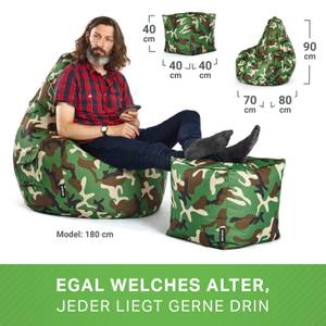 Gaming Sitzsack + Hocker "Cozy+Cube" Grün - Multicolor