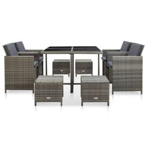 Gartenmöbel-Set Grau - Metall - Polyrattan - 109 x 74 x 109 cm