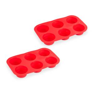2 x 6er Muffinform aus Silikon Rot - Kunststoff - 29 x 4 x 18 cm