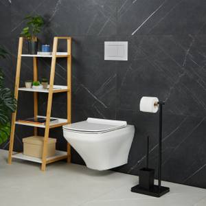WC Garnitur mit 2 Ersatz-Bürstenköpfen Schwarz - Hellbraun