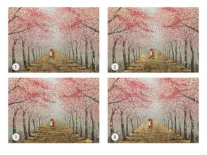 Tableau peint The Most Beautiful Feeling Marron - Rose foncé - Bois massif - Textile - 100 x 70 x 4 cm