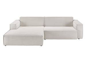 Ecksofa SAMU Sofa Feincord Silber - Ecke davorstehend links