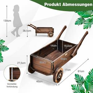 Blumenwagen Holz, Pflanzwagen Braun - Massivholz - 40 x 39 x 81 cm