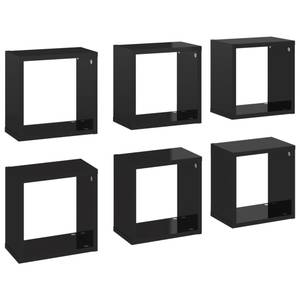 Wand-Würfelregal-Set (6-teilig) Hochglanz Schwarz - 26 x 26 cm - Anzahl Teile im Set: 6