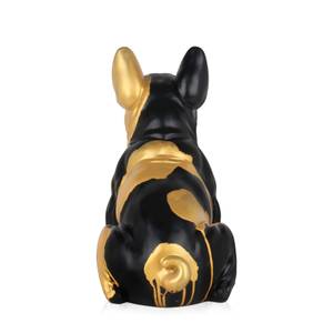 Sitzende Französische Bulldogge Skulptur Schwarz - 23 x 40 x 41 cm