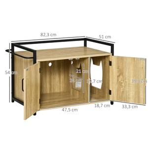 Katzentoilett mit Griff D31-053GY Braun - Holzwerkstoff - 51 x 54 x 83 cm