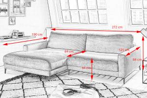 Ecksofa Canapé CARA Cordon Taupe - Angle à gauche (vu de face)