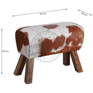 Tabouret rectangulaire en peau de vache Bois massif - 69 x 50 x 28 cm