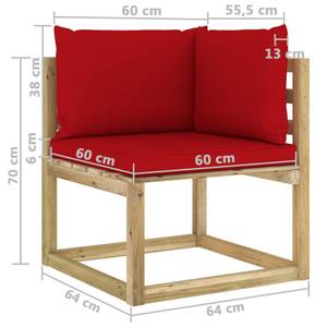 Canapé d'angle 3009699-1 Rouge - Bois manufacturé - Bois/Imitation - 64 x 70 x 64 cm