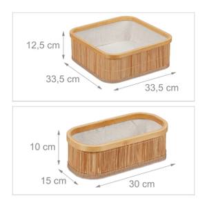 Lot de 3 paniers de rangement en bambou Marron - Blanc - Bambou - Bois manufacturé - Textile - 34 x 13 x 34 cm