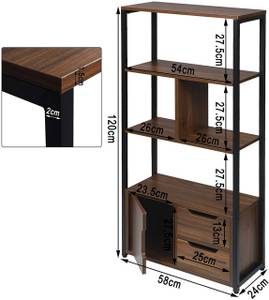 Standregal Jasmin Braun - Holzwerkstoff - Metall - 58 x 120 x 24 cm