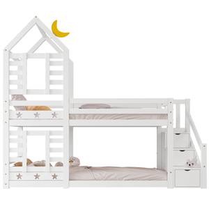 Etagenbett SkyAttic Ⅰ Weiß - Holzwerkstoff - Massivholz - Holzart/Dekor - 97 x 217 x 245 cm