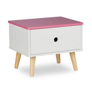 Nachttisch für Kinder mit Schublade Braun - Pink - Weiß - Holzwerkstoff - 38 x 31 x 30 cm