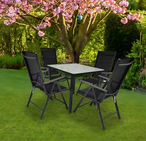 Alu Verre Ensemble de jardin 80 MA Lot de 4