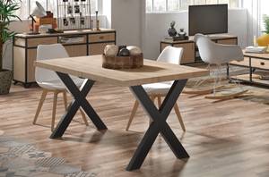Table à manger fixe X-LOFT bois de chêne Marron - Bois manufacturé - 90 x 76 x 160 cm