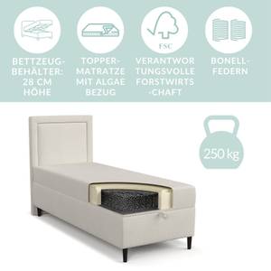 Boxspringbett Alma Creme - Breite: 100 cm - H2