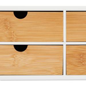 Boîte à 4 tiroirs en bambou et MDF Marron - Blanc - Bambou - Bois manufacturé - 33 x 14 x 21 cm