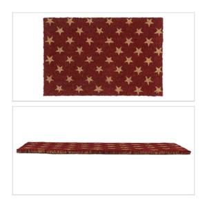 Kokos Fußmatte mit Sternen Braun - Rot - Naturfaser - Kunststoff - 60 x 2 x 40 cm