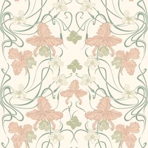 Tapete Blumenmuster im Jugendstil 7435 Weiß