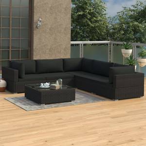 Garten-Lounge-Set (6-teilig) 299632 Schwarz - Polyrattan - 74 x 26 x 74 cm