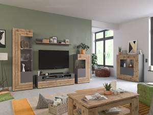 Regalsystem Freno Grau - Holz teilmassiv - 350 x 195 x 40 cm