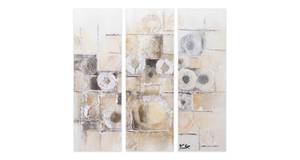 Tableau peint à la main Circlestances Beige - Gris - Bois massif - Textile - 90 x 90 x 4 cm