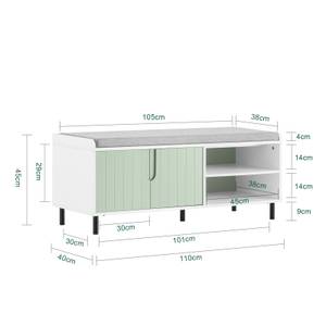 Schuhbank FSR158-GR Grün - Weiß - Holzwerkstoff - Metall - 110 x 45 x 40 cm