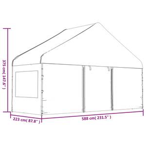 Gazebo avec toit Blanc - Matière plastique - 223 x 375 x 588 cm
