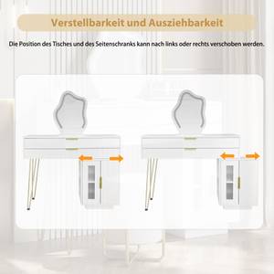 Schminktisch LED-Spiegel DianaZoom Ⅳ+ Weiß - Holzwerkstoff - Glas - Metall - 100 x 78 x 40 cm