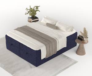 Boxspringbett Freja Marineblau - 160 x 62 x 201 cm - H3