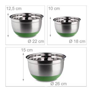 Bol mélangeur lot de 3 saladiers inox Vert - Argenté