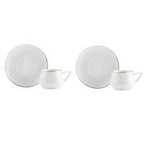 Kaffetassen-Set Nakkas für 2 Personen Gold - Weiß - Porzellan - 1 x 1 x 1 cm